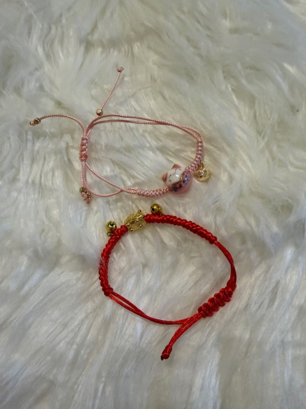 Handmade Pink and Red Cord Bracelet Set